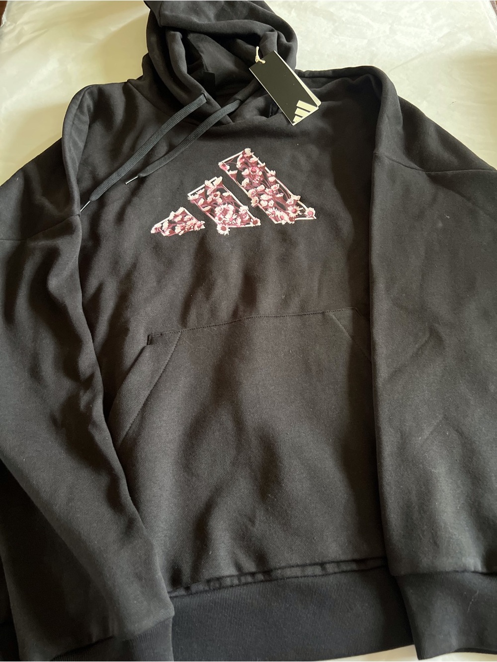 adidas Black Pullover Hoodie with Subtle Logo Tag
